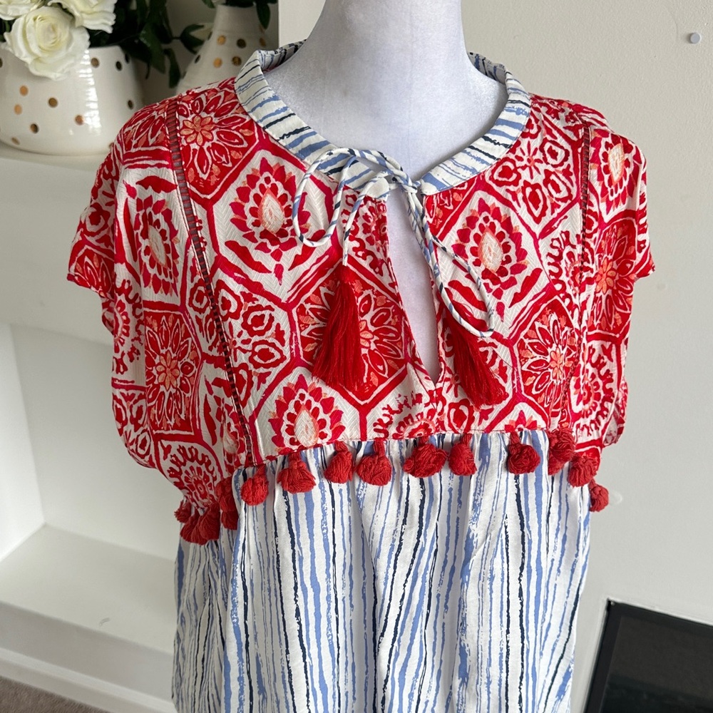 THML Red and Blue Patterned Top - image 3